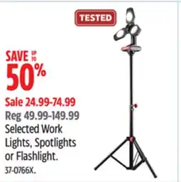 Canadian Tire MotoMaster Selected Work Lights, Spotlights or Flashlight offer