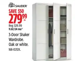 Canadian Tire Sauder 3-Door Shaker Wardrobe offer