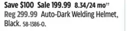 Canadian Tire Auto-Dark Welding Helmet, Black offer