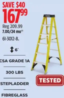 Canadian Tire MAXIMUM Grade 1A Fibreglass Step Ladder, 300-lb 6-ft offer