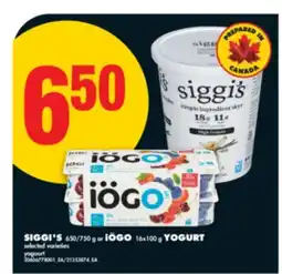 No Frills SIGGI'S, 650/750 G OR IÖGO, 16X100 G YOGURT offer