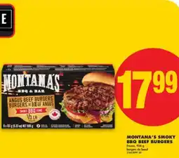 No Frills MONTANA'S SMOKY BBQ BEEF BURGERS offer