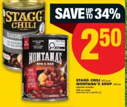 No Frills STAGG CHILI 425 G OR MONTANA'S SOUP 540 ML offer