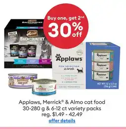 Petsmart Buy one, get 2nd 30% off Applaws, Merrick & Almo cat food offer