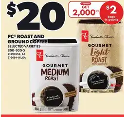 Loblaws PC ROAST AND GROUND COFFEE offer