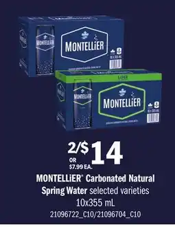 Loblaws MONTELLIER CARBONATED NATURAL SPRING WATER offer