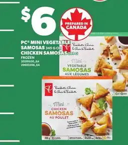 Loblaws PC MINI VEGETABLE SAMOSAS, 345 G OR CHICKEN SAMOSAS, 288 G offer