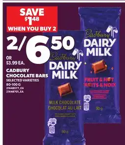 Loblaws CADBURY CHOCOLATE BARS offer