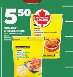 Loblaws NO NAME CHEESE SHREDS offer