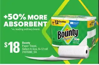 Loblaws BOUNTY PAPER TOWEL, SELECT A SIZE, 6=12 ROLL offer