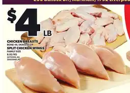 Loblaws CHICKEN BREASTS BONE-IN, SKINLESS OR SPLIT CHICKEN WINGS offer