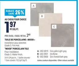 BMR TUILE DE PORCELAINE  MOOD  offer