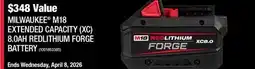Home Depot Milwaukee M18 EXTENDED CAPACITY (XC) 8.0AH REDLITHIUM FORGE BATTERY offer