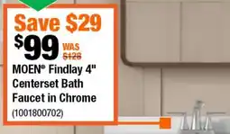 Home Depot Moen Findlay 4 Centerset Bath Faucet in Chrome offer
