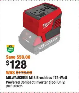 Home Depot MILWAUKEE M18 Brushless 175-Watt Powered Compact Inverter (Tool Only) offer