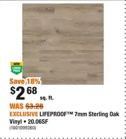 Home Depot EXCLUSIVE LIFEPROOF 7mm Sterling Oak Vinyl • 20.06SF offer