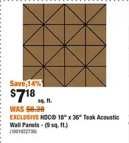 Home Depot EXCLUSIVE HDC 18 x 36 Teak Acoustic Wall Panels - (9 sq. ft.) offer
