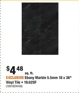 Home Depot EXCLUSIVE Ebony Marble 5.5mm 18 x 36 Vinyl Tile • 19.02SF offer