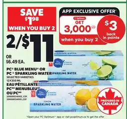 Independent Grocer PC BLUE MENU OR PC SPARKLING WATER offer