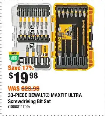 Home Depot 33-PIECE DEWALT MAXFIT ULTRA Screwdriving Bit Set offer