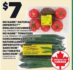 Independent Grocer NO NAME NATURALLY IMPERFECT ENGLISH CUCUMBERS 3 LB, OR NO NAME TOMATOES 2.5 LB offer