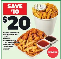 Independent Grocer 30 PIECE WINGS & WEDGES BUCKET offer