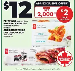 Independent Grocer PC WINGS, 800-907 G OR PORK BACK RIBS, 680 G offer