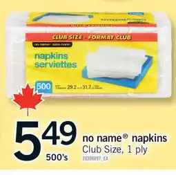 Fortinos NO NAME NAPKINS, 500'S offer