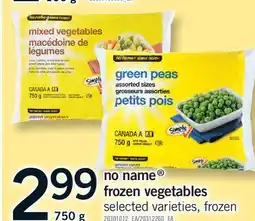 Fortinos NO NAME FROZEN VEGETABLES offer