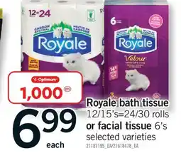 Fortinos ROYALE BATH, 12/15' S = 24/30 ROLLS OR FACIAL TISSUE, 6' S offer