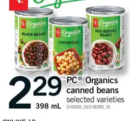 Fortinos PC ORGANICS CANNED BEANS offer