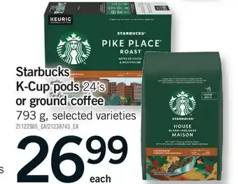 Fortinos STARBUCKS K-CUP PODS, 24'S OR GROUND COFFEE offer