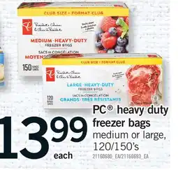 Fortinos PC HEAVY DUTY FREEZER BAGS, 120/150'S offer