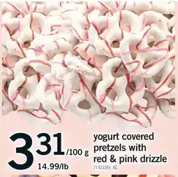Fortinos YOGURT COVERED PRETZELS WITH PRETZELS WITH RED & PINK DRIZZLE offer