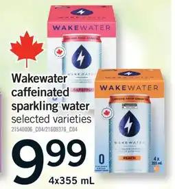 Fortinos WAKEWATER CAFFEINATED SPARKLING WATER offer