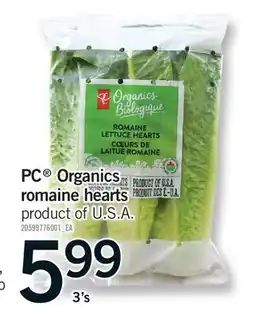 Fortinos PC ORGANICS ROMAINE HEARTS, 3'S offer