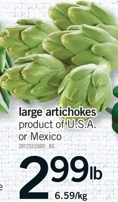 Fortinos LARGE ARTICHOKES offer