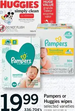 Fortinos PAMPERS OR HUGGIES WIPES, 336-704'S offer