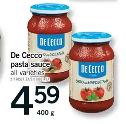 Fortinos DE CECCO PASTA SAUCE offer
