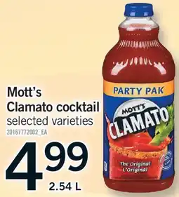 Fortinos MOTT'S CLAMATO COCKTAIL offer