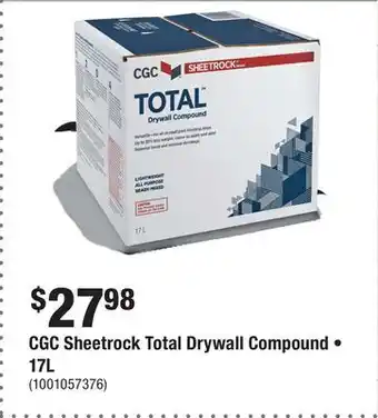 Home Depot CGC Sheetrock Total Drywall Compound • offer