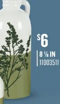 Canac Decorative Ceramic Vase Leaf Pattern White and Green offer