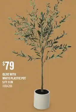 Canac Artificial Olive Plant with White Plastic Pot 5 ft 11 in offer