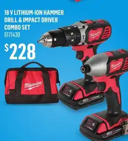 Canac 18 V Lithium-Ion Hammer Drill & Impact Driver Combo Set offer