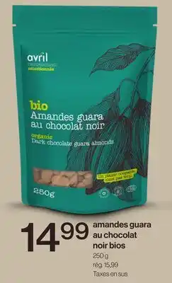 Avril Amandes guara au chocolat noir bios offer