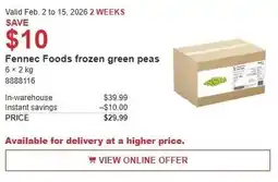 Costco Fennec Foods frozen green peas offer