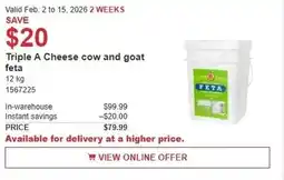 Costco Triple A Cheese cow and goat feta offer