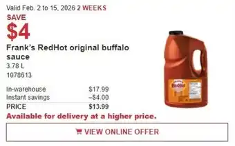 Frank's RedHot original buffalo sauce