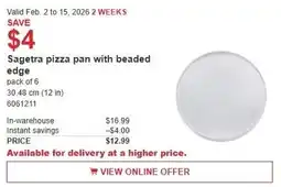 Costco Sagetra pizza pan with beaded edge offer