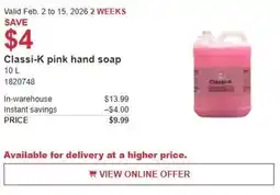 Costco Classi-K pink hand soap offer